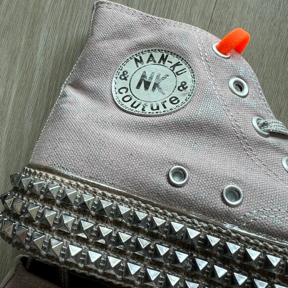 Nan-ku x Free People Cruise Studded Hi-Top Sneakers 38 US 8 Mellow Mauve NEW - Picture 8 of 14
